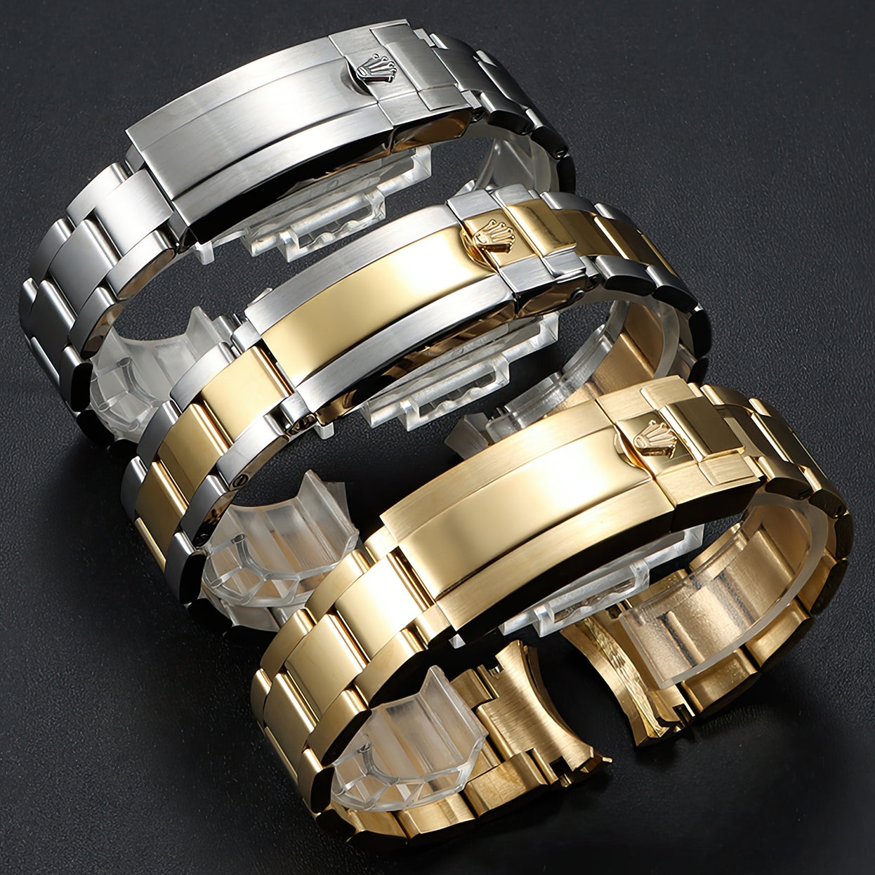 Oyster Watch Band Replacement For Rolex Gmt Datejust Submariner Oyster 16800 16810, Explorer II 16570 Adjustable Flip Lock 20Mm (Adjustable Frosted Sanding)